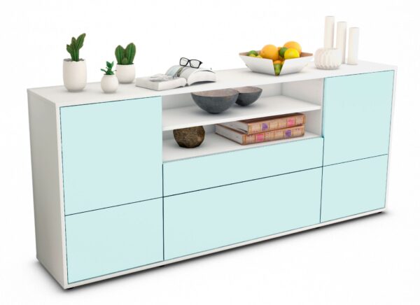 Sideboard Eluana | Korpus Weiß | Front in Mint | 180x79x35cm (BxHxT)