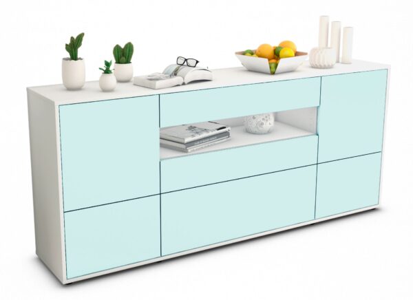 Sideboard Elvira | Korpus Weiß | Front in Mint | 180x79x35cm (BxHxT)