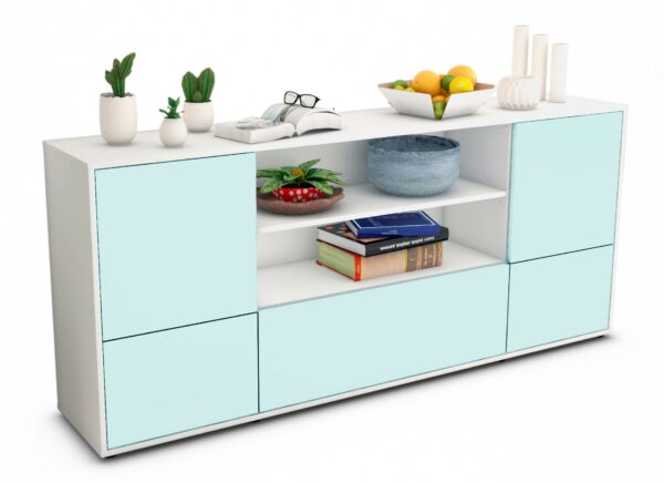 Sideboard Emanuela | Korpus Weiß | Front in Mint | 180x79x35cm (BxHxT)