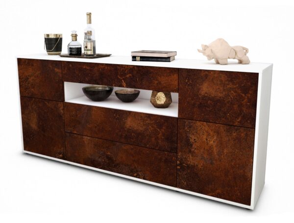 Sideboard Emma | Korpus Weiß | Front in Rost Optik | 180x79x35cm (BxHxT)