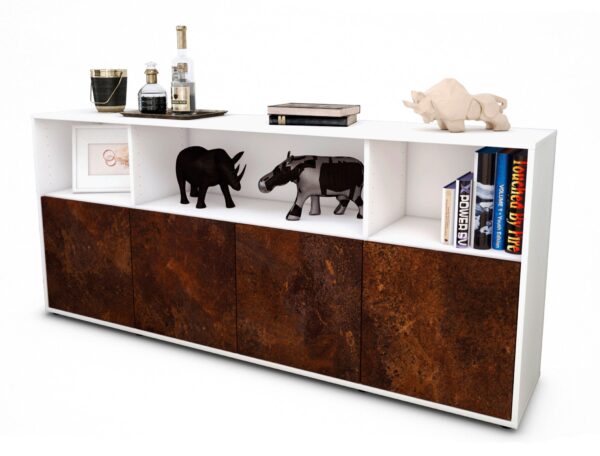 Sideboard Enrica | Korpus Weiß | Front in Rost Optik | 180x79x35cm (BxHxT)