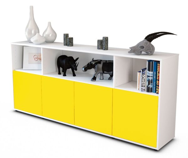 Sideboard Enrica | Korpus Weiß | Front in Gelb | 180x79x35cm (BxHxT)