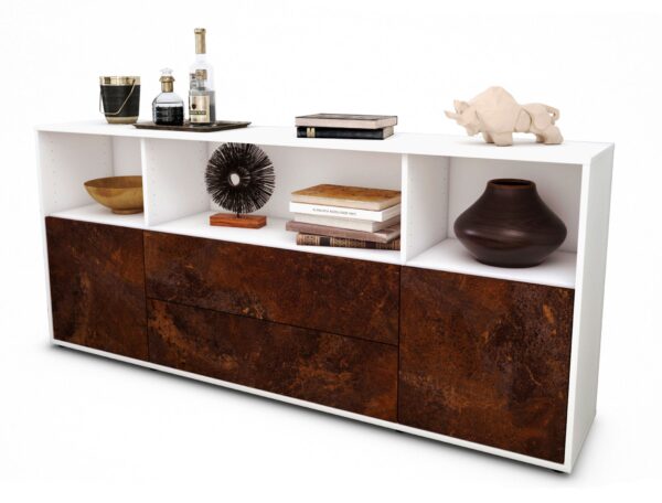 Sideboard Enza | Korpus Weiß | Front in Rost Optik | 180x79x35cm (BxHxT)