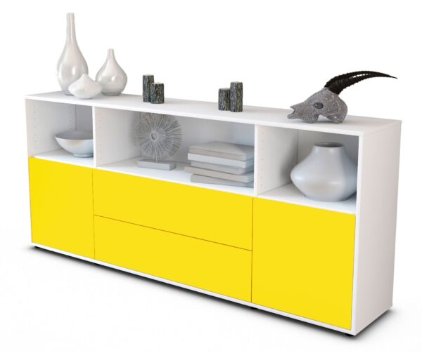 Sideboard Enza | Korpus Weiß | Front in Gelb | 180x79x35cm (BxHxT)