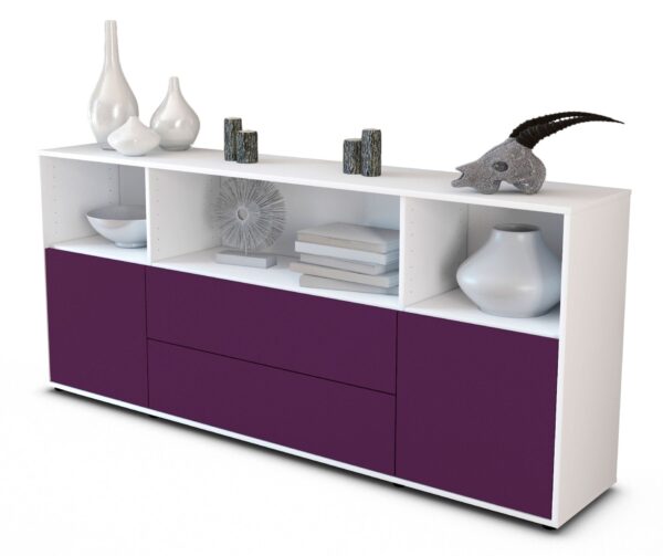 Sideboard Enza | Korpus Weiß | Front in Lila | 180x79x35cm (BxHxT)