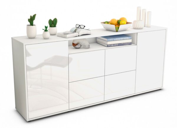 Sideboard Ephenia | Korpus Weiß | Front in Hochglanz Weiß | 180x79x35cm (BxHxT)