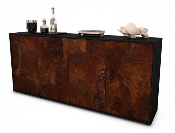 Sideboard Elana | Korpus Anthrazit | Front in Rost Optik | 180x79x35cm (BxHxT)