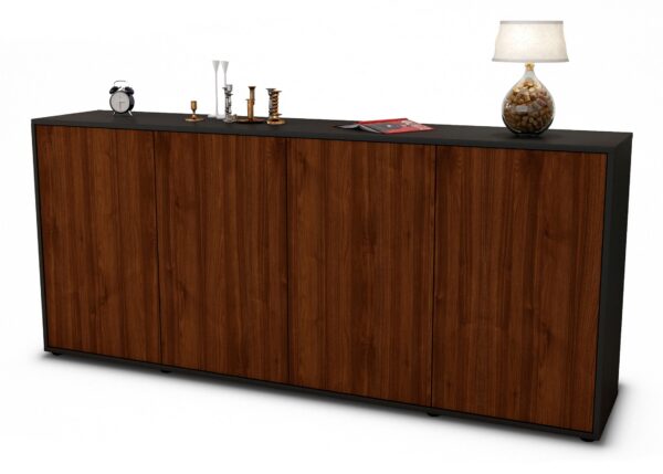 Sideboard Elana | Korpus Anthrazit | Front in Walnuss Holz Optik | 180x79x35cm (BxHxT)