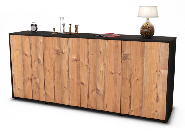 Sideboard Elana | Korpus Anthrazit | Front in Pinie Holz Optik | 180x79x35cm (BxHxT)