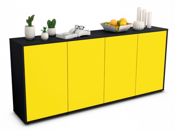 Sideboard Elana | Korpus Anthrazit | Front in Gelb | 180x79x35cm (BxHxT)