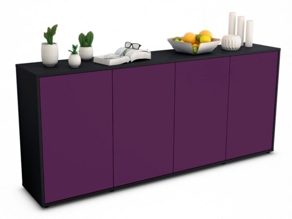 Sideboard Elana | Korpus Anthrazit | Front in Lila | 180x79x35cm (BxHxT)