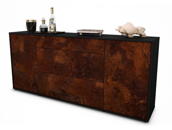 Sideboard Eleonora | Korpus Anthrazit | Front in Rost Optik | 180x79x35cm (BxHxT)