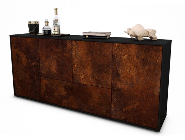 Sideboard Eli | Korpus Anthrazit | Front in Rost Optik | 180x79x35cm (BxHxT)