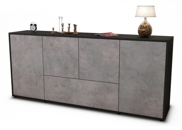 Sideboard Eli | Korpus Anthrazit | Front in Beton Optik | 180x79x35cm (BxHxT)