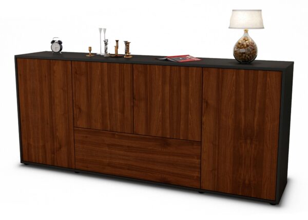 Sideboard Eli | Korpus Anthrazit | Front in Walnuss Holz Optik | 180x79x35cm (BxHxT)