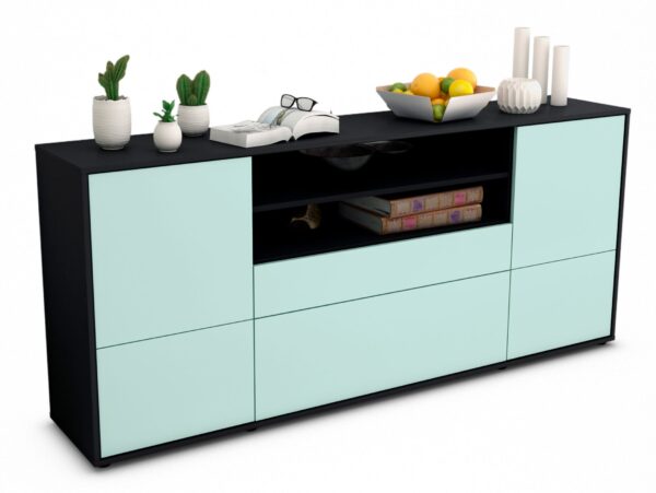 Sideboard Eluana | Korpus Anthrazit | Front in Mint | 180x79x35cm (BxHxT)