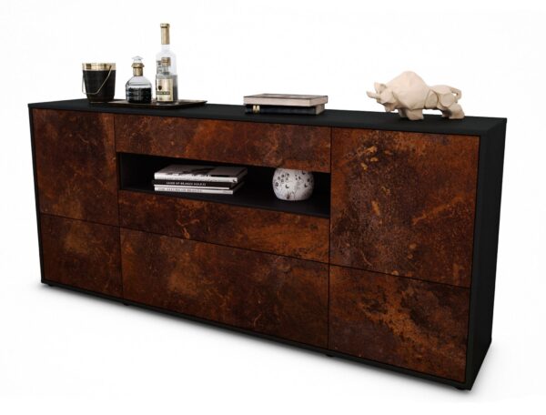 Sideboard Elvira | Korpus Anthrazit | Front in Rost Optik | 180x79x35cm (BxHxT)