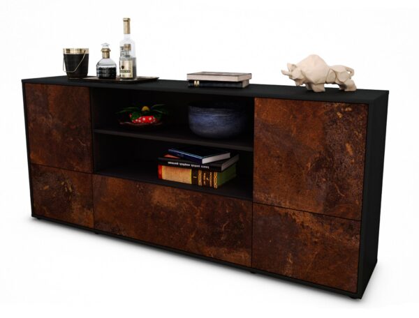 Sideboard Emanuela | Korpus Anthrazit | Front in Rost Optik | 180x79x35cm (BxHxT)