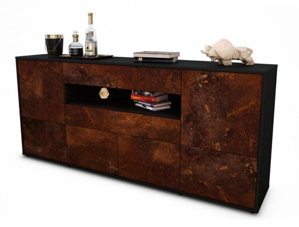 Sideboard Emely | Korpus Anthrazit | Front in Rost Optik | 180x79x35cm (BxHxT)