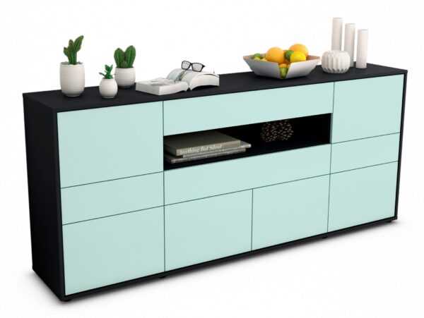 Sideboard Emerelda | Korpus Anthrazit | Front in Mint | 180x79x35cm (BxHxT)