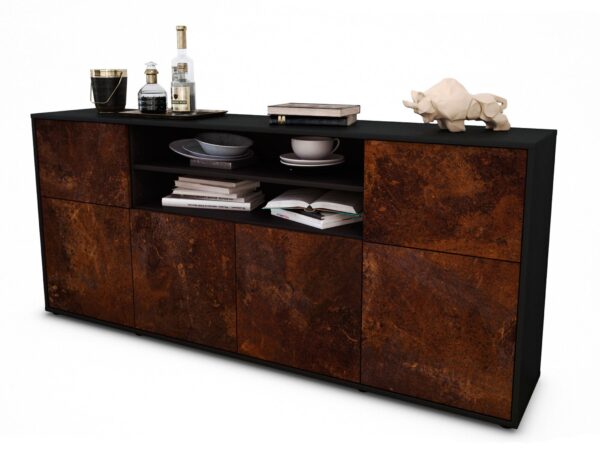 Sideboard Emilia | Korpus Anthrazit | Front in Rost Optik | 180x79x35cm (BxHxT)