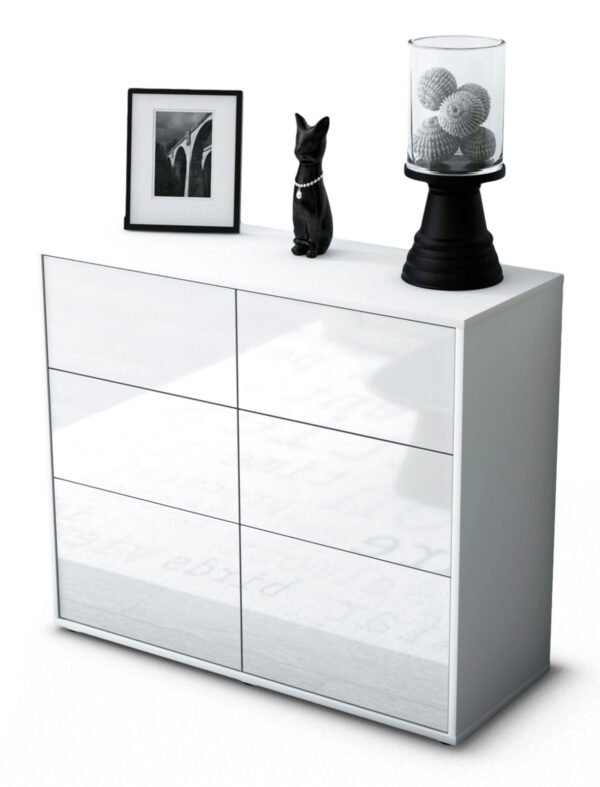 Sideboard Dalida | Korpus Weiß | Front in Hochglanz Weiß | 92x79x35cm (BxHxT)