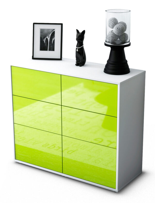 Sideboard Dalida | Korpus Weiß | Front in Hochglanz Grün | 92x79x35cm (BxHxT)