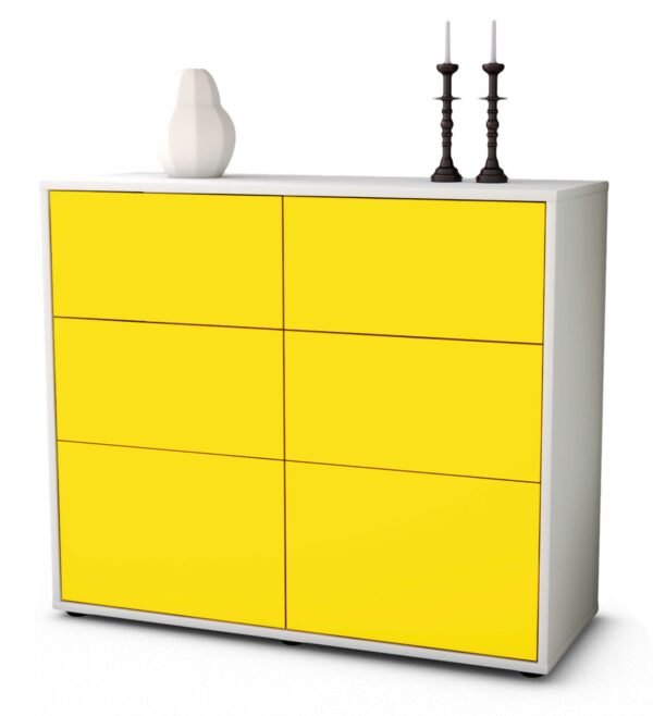 Sideboard Dalida | Korpus Weiß | Front in Gelb | 92x79x35cm (BxHxT)