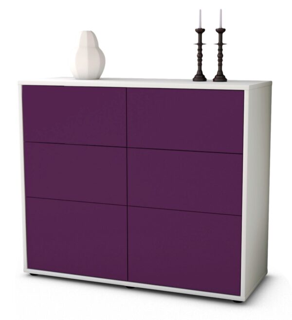 Sideboard Dalida | Korpus Weiß | Front in Lila | 92x79x35cm (BxHxT)