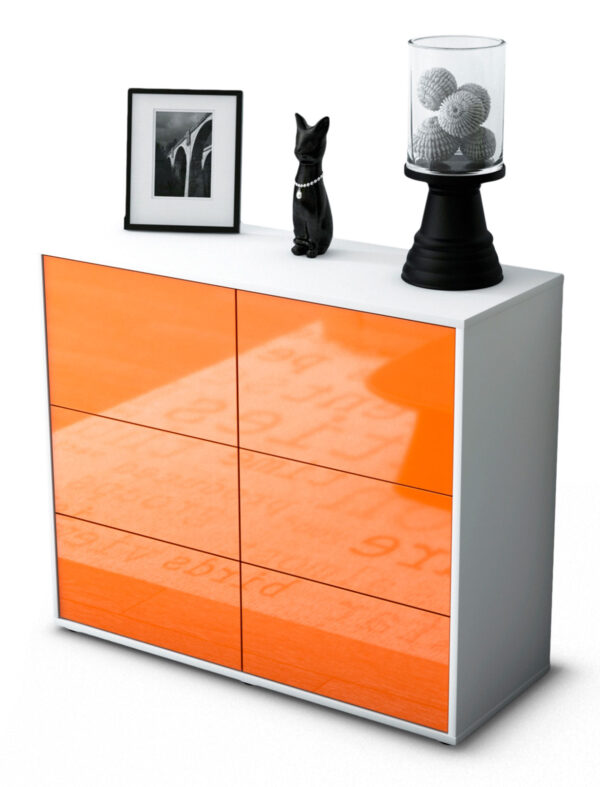 Sideboard Dana | Korpus Weiß | Front in Hochglanz Orange | 92x79x35cm (BxHxT)