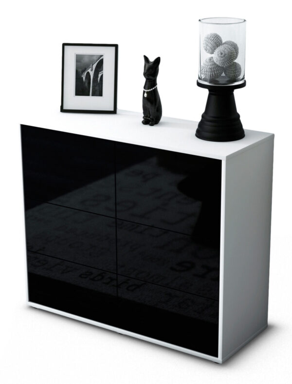 Sideboard Dana | Korpus Weiß | Front in Hochglanz Schwarz | 92x79x35cm (BxHxT)