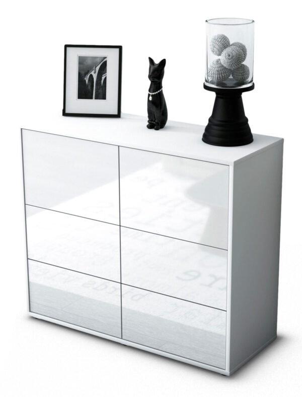 Sideboard Dana | Korpus Weiß | Front in Hochglanz Weiß | 92x79x35cm (BxHxT)