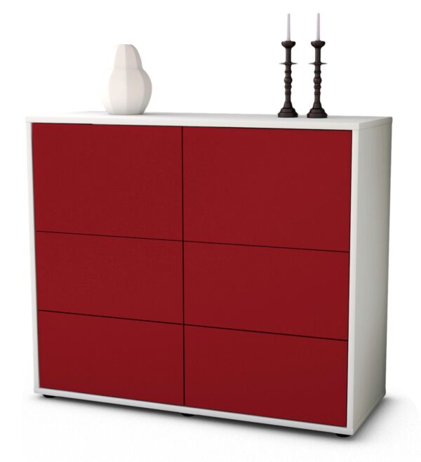 Sideboard Dana | Korpus Weiß | Front in Bordeaux | 92x79x35cm (BxHxT)