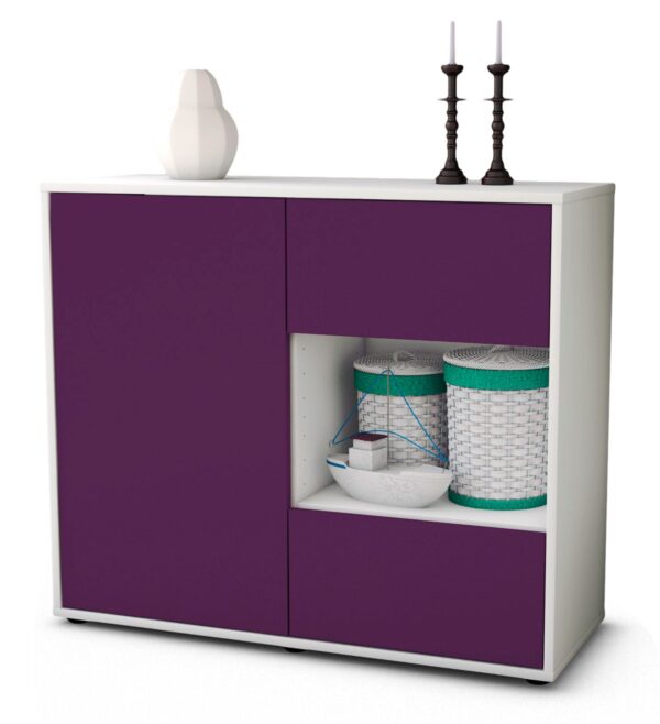 Sideboard Danica | Korpus Weiß | Front in Lila | 92x79x35cm (BxHxT)