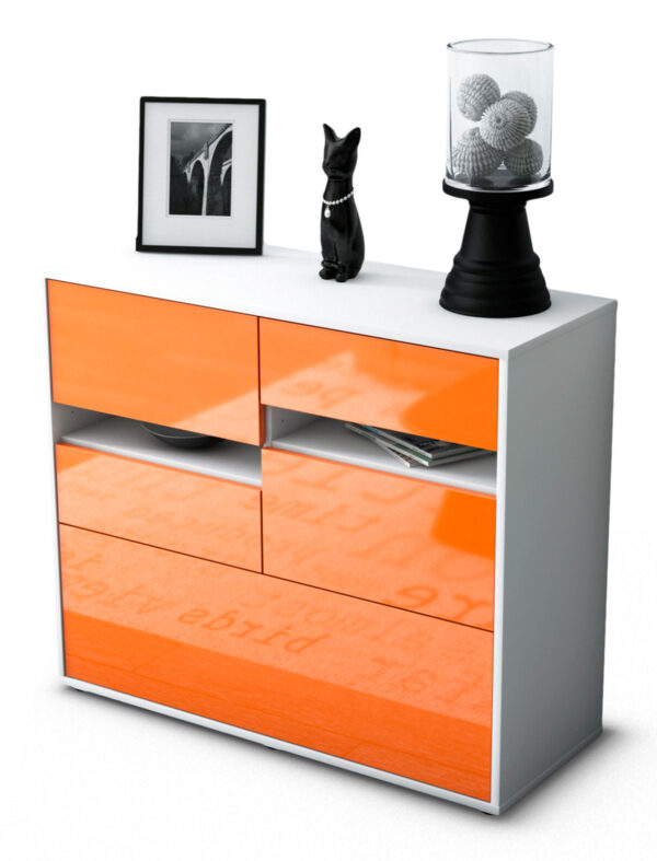 Sideboard Daria | Korpus Weiß | Front in Hochglanz Orange | 92x79x35cm (BxHxT)