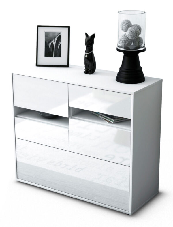 Sideboard Daria | Korpus Weiß | Front in Hochglanz Weiß | 92x79x35cm (BxHxT)