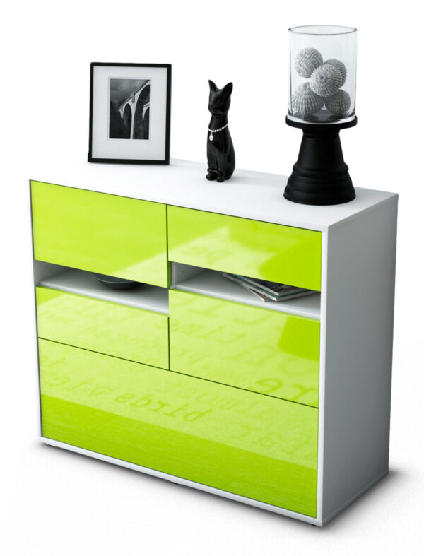 Sideboard Daria | Korpus Weiß | Front in Hochglanz Grün | 92x79x35cm (BxHxT)