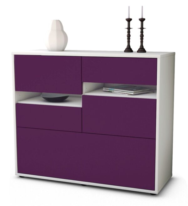 Sideboard Daria | Korpus Weiß | Front in Lila | 92x79x35cm (BxHxT)