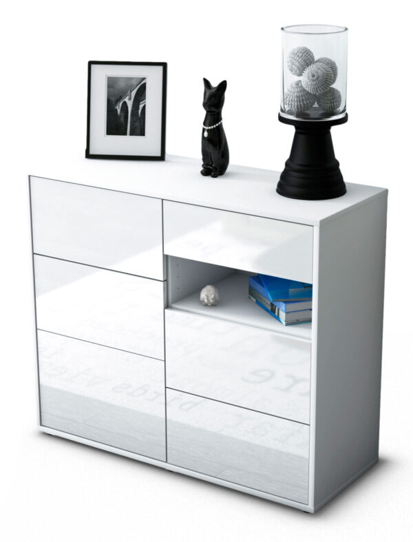 Sideboard Dariella | Korpus Weiß | Front in Hochglanz Weiß | 92x79x35cm (BxHxT)