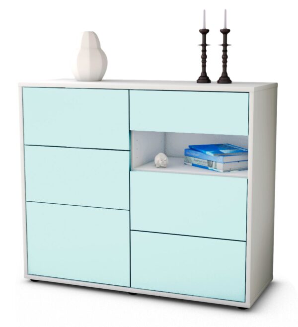 Sideboard Dariella | Korpus Weiß | Front in Mint | 92x79x35cm (BxHxT)