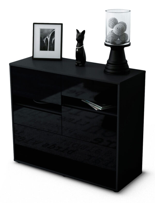 Sideboard Daria | | Front in Hochglanz Schwarz | 92x79x35cm (BxHxT)