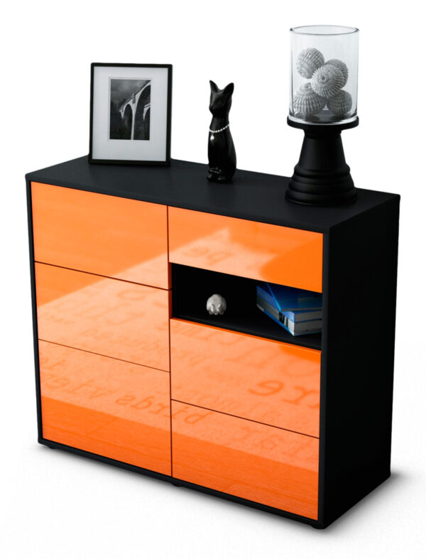 Sideboard Dariella | | Front in Hochglanz Orange | 92x79x35cm (BxHxT)