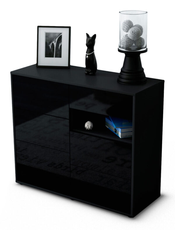 Sideboard Dariella | | Front in Hochglanz Schwarz | 92x79x35cm (BxHxT)