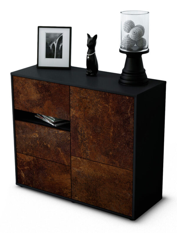 Sideboard Davina | Korpus Anthrazit | Front in Rost Optik | 92x79x35cm (BxHxT)