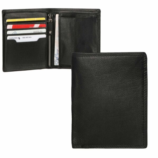 Geldbörse Leder 10x12cm mit RFID Schutz schwarz Alassio 42058