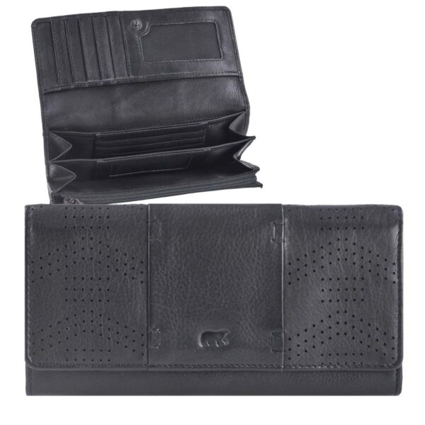 Portemonnaie Leder 19x10cm mit 12 Kartenfächern "Sterre" schwarz Bear Design CL18208-black