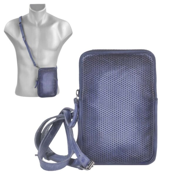 Handytasche zum Umhängen Leder "Jan" blau Berba 875-030-58