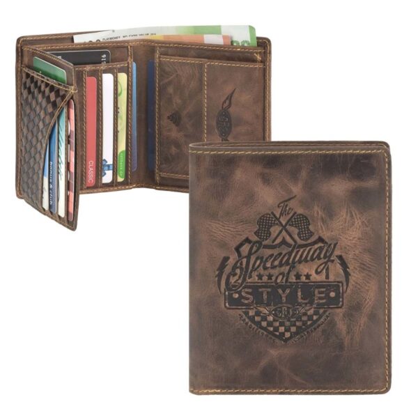 Portemonnaie Leder 10x12cm Nashville "Racing Collection" antikbraun Greenburry