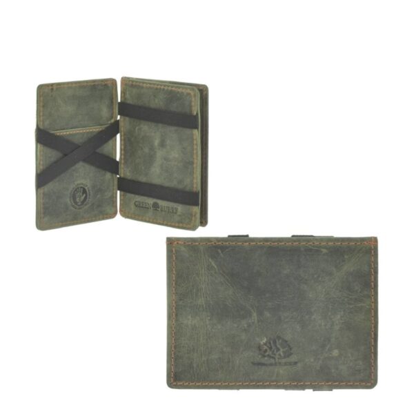 Magic Wallet Portemonnaie Leder 10x7cm mit Münzfach "Vintage" bottle green Greenburry 1608B-30