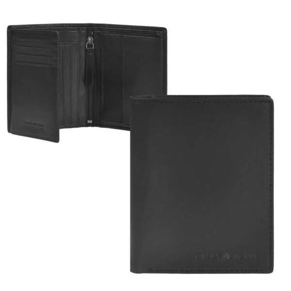 Geldbörse Leder 10x12cm hoch "Pure Black" schwarz" Greenburry 1123-20